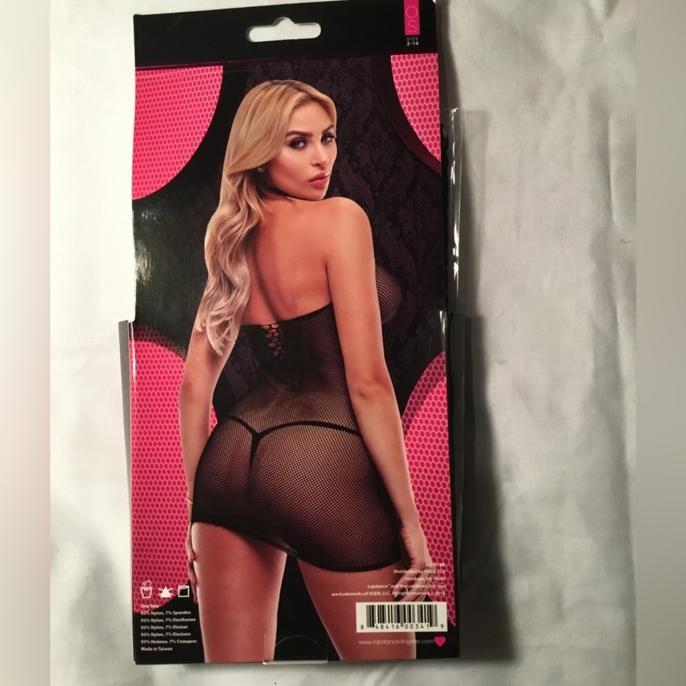 Black Fishnet and lace minidress